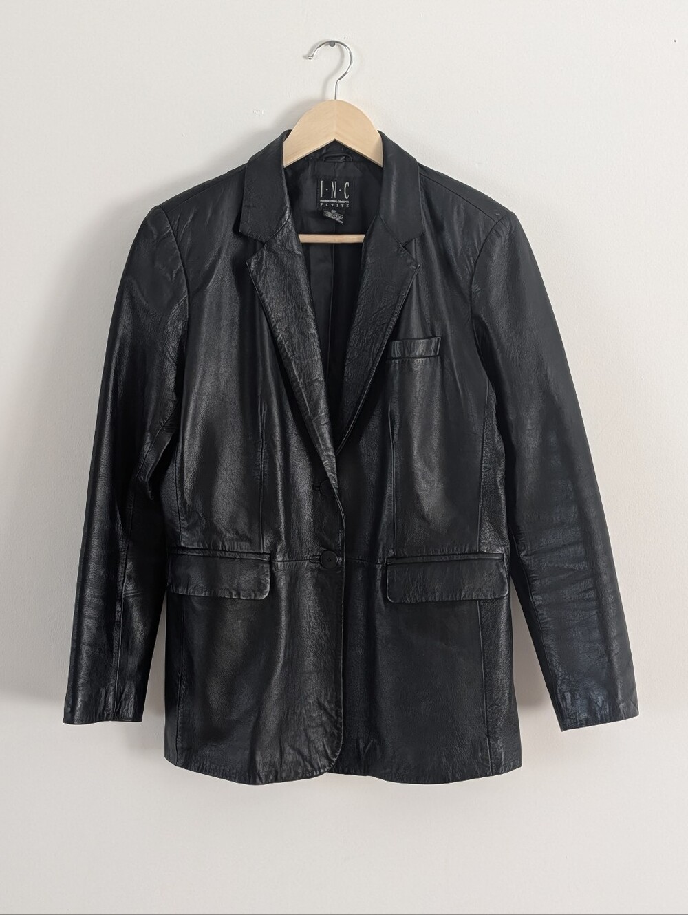Vintage INC International Concepts Black Leather Blazer Jacket - 8P